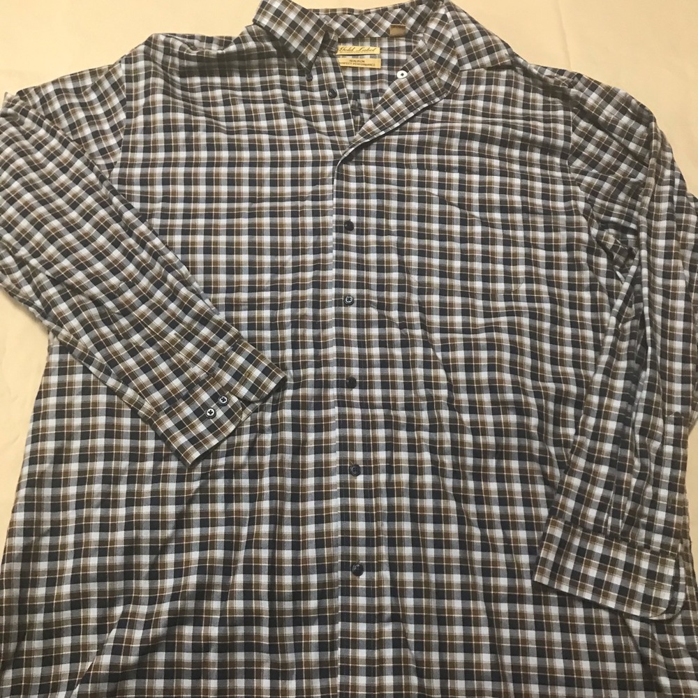Roundtree & Yorke plaid button up 2x tall shirt